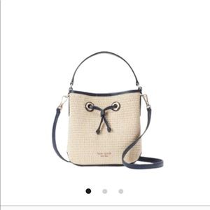 New With Tags Kate Spade Eva Straw Small Bucket Bag